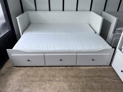 IKEA HEMNES Łóżko Leżanka z 3 szufladami, 2 materace ,białe Transport