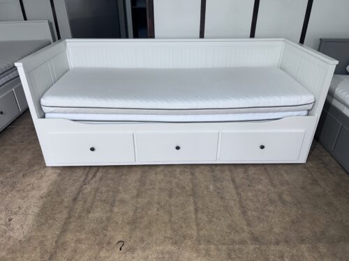 IKEA HEMNES Łóżko Leżanka z 3 szufladami, 2 materace ,białe Transport