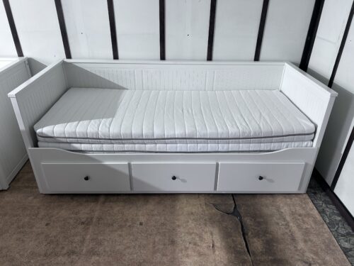 KEA HEMNES Łóżko Leżanka z 3 szufladami 2 materace IKEA MALFORS Białe