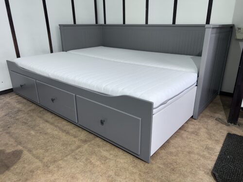 IKEA HEMNES Łóżko Leżanka z 3 szufladami, 2 materace ,szare Transport