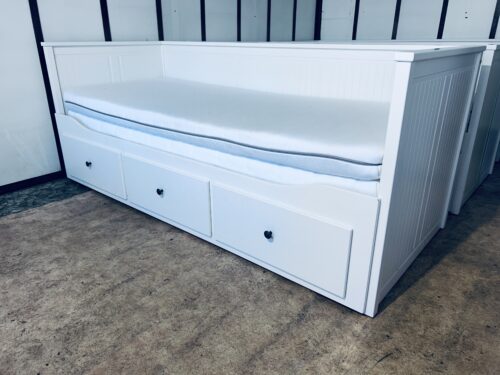 IKEA HEMNES Łóżko Leżanka z 3 szufladami, 2 materace ,białe Transport