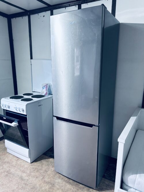 Lodówko-zamrażarka Amica Srebrna NoFrost LCD ,LED Gwarancja