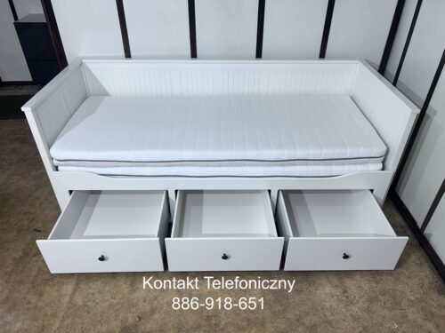 IKEA HEMNES Łóżko Leżanka z 3 szufladami, 2 materace ,białe Transport