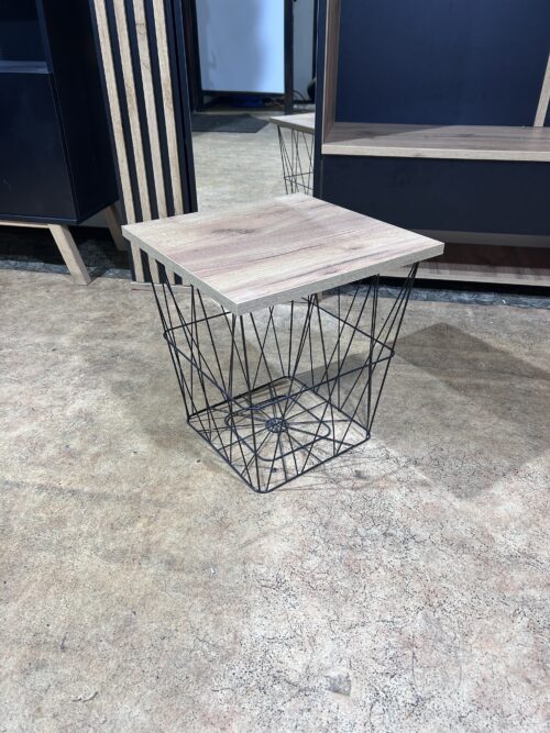 NOWY Stolik kawowy industrialny 40×40 , schowek pod blatem Transport