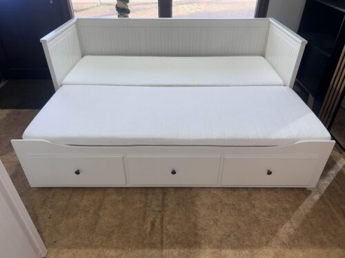 IKEA HEMNES Łóżko Leżanka z 3 szufladami, 2 materace ,białe Transport