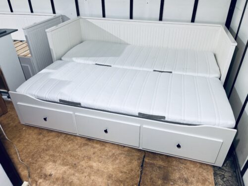 IKEA HEMNES Łóżko Leżanka z 3 szufladami, 2 materace IKEA ,białe Transport