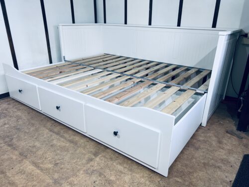 IKEA HEMNES Łóżko Leżanka z 3 szufladami, 2 materace IKEA ,białe Transport