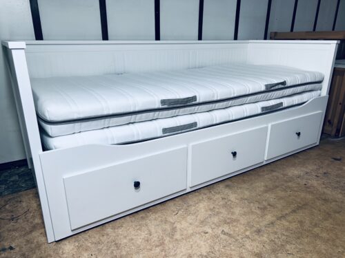 IKEA HEMNES Łóżko Leżanka z 3 szufladami, 2 materace IKEA ,białe Transport