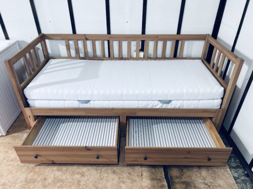 IKEA HEMNES Lite drzewo Łóżko Leżanka z 2 szufladami, 2 materace Transport