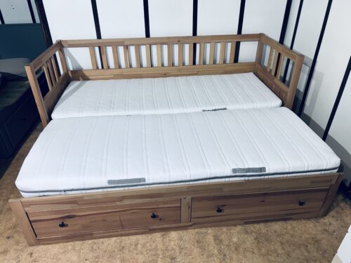 IKEA HEMNES Lite drzewo Łóżko Leżanka z 2 szufladami, 2 materace Transport