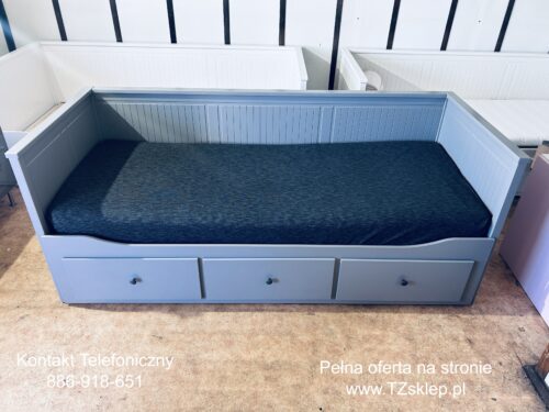 IKEA HEMNES Łóżko Leżanka z 3 szufladami, 2 materace IKEA ,szare Transport