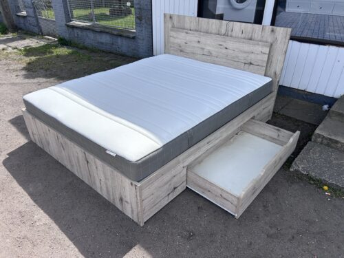 Łóżko sypialniane z szufladami ( Oświetlenie LED ) + stelaż + Materac IKEA Transport / Montaż