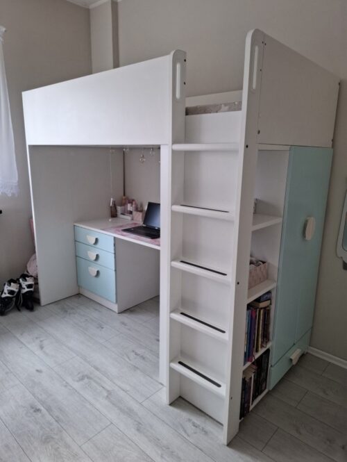 IKEA SMASTAD Łóżko na antresoli z biurkiem i szafą 90x200 Transport