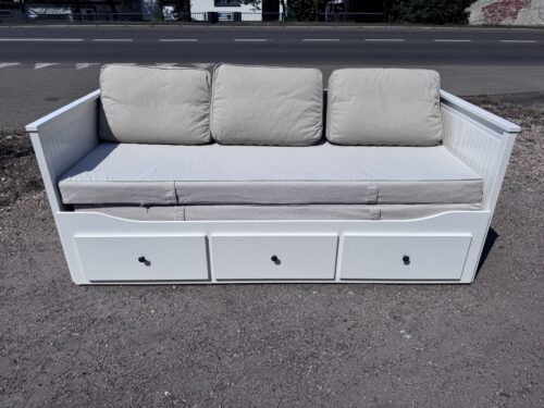 IKEA HEMNES Leżanka Łóżko z 3 szufladami, 2 materace , 3 poduszki białe Transport