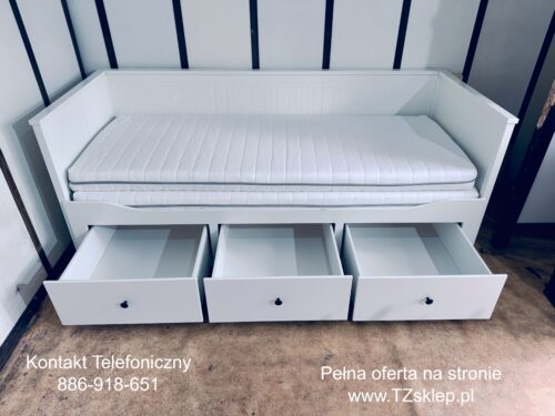 IKEA HEMNES Leżanka Łóżko z 3 szufladami, 2 materace ,białe Transport