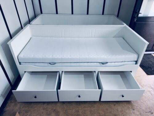 IKEA HEMNES Leżanka Łóżko z 3 szufladami, 2 materace IKEA AGNOTES ,białe Transport