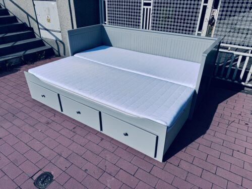 IKEA HEMNES Leżanka Łóżko z 3 szufladami, 2 materace ,szare Transport